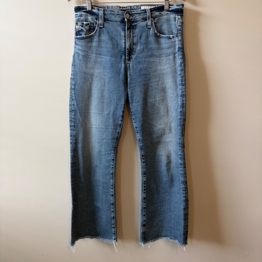 AG Adriano Goldschmied AG-ED Denim Cropped Jeans Blue Distressed Size 32